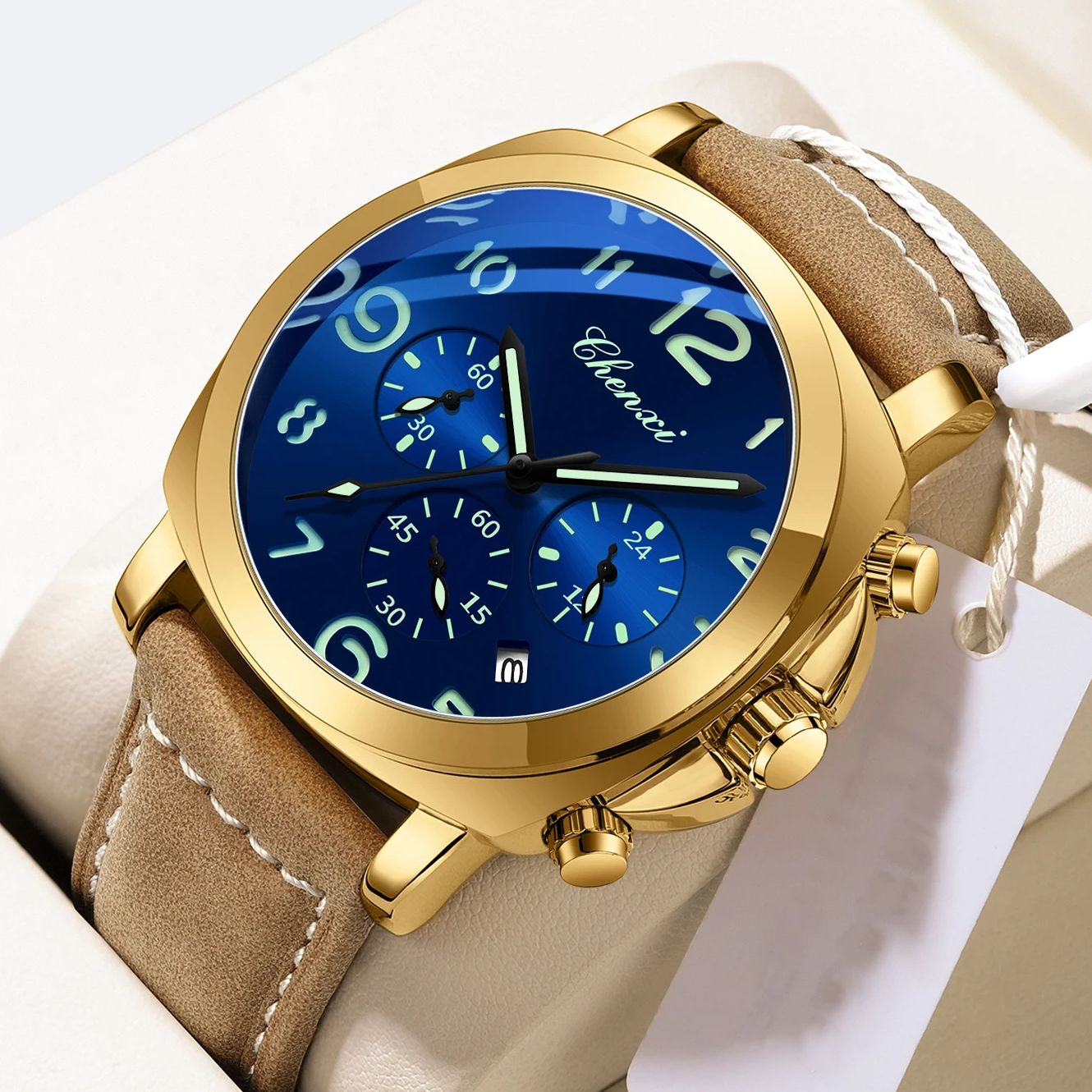 Leather Watch Band Men - CHENXI Men Watch Multifunctional Luxury Night