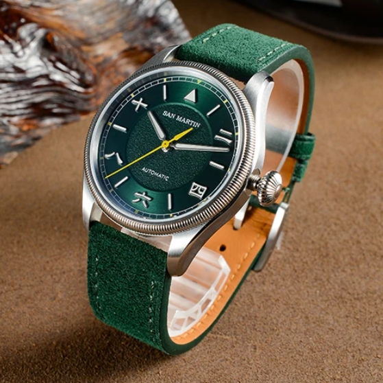 San Martin Men Automatic Watch - Leather Strap Quick Release avaliação e preço