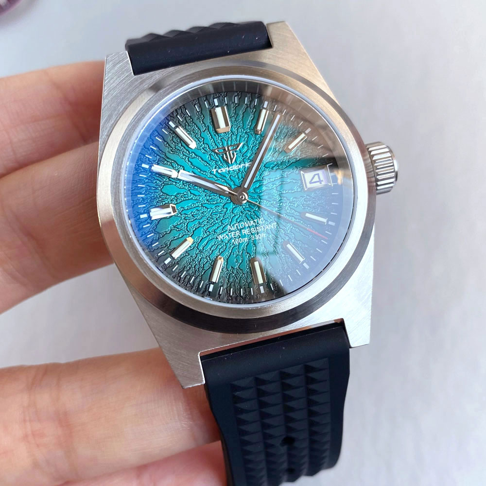 New 38mm Mechanical Watch Men  - Rubber Strap Diver avaliação e preço