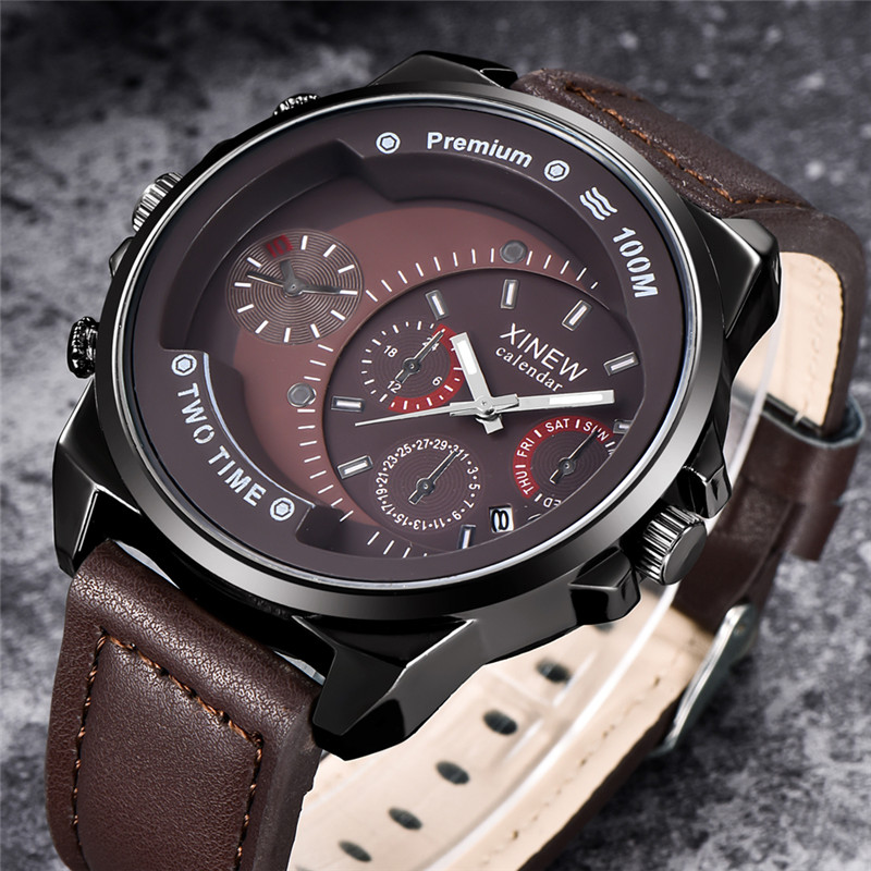 Original XINEW Brand Men Watch - Leather Watch Band Men avaliação e preço