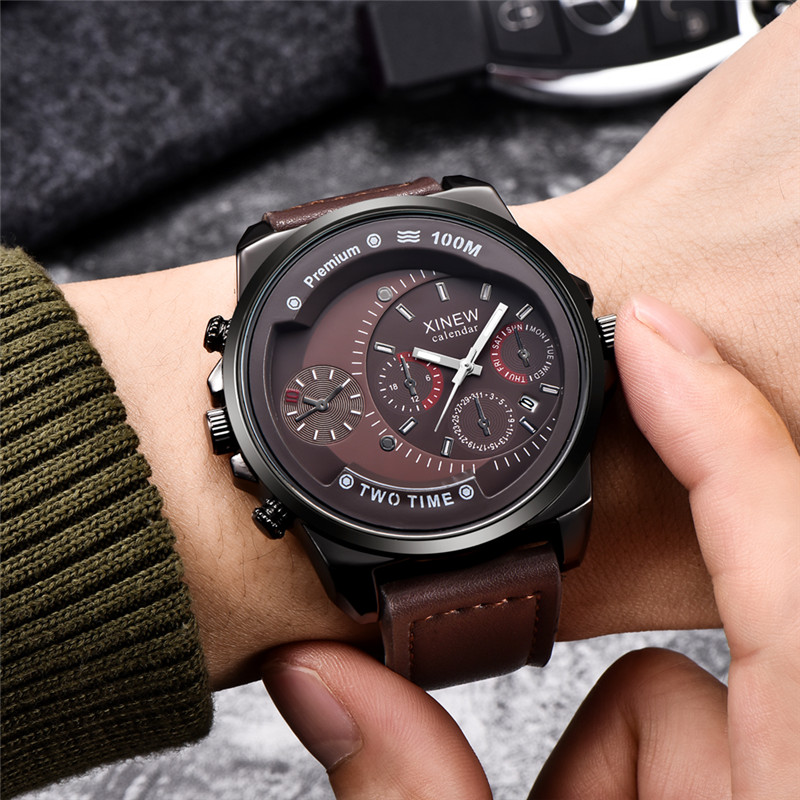 Original XINEW Brand Men Watch - Leather Watch Band Men avaliação e preço