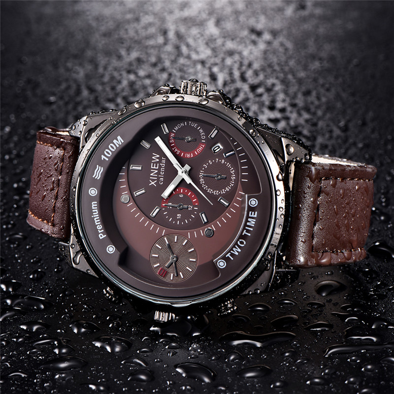 Original XINEW Brand Men Watch - Leather Watch Band Men avaliação e preço
