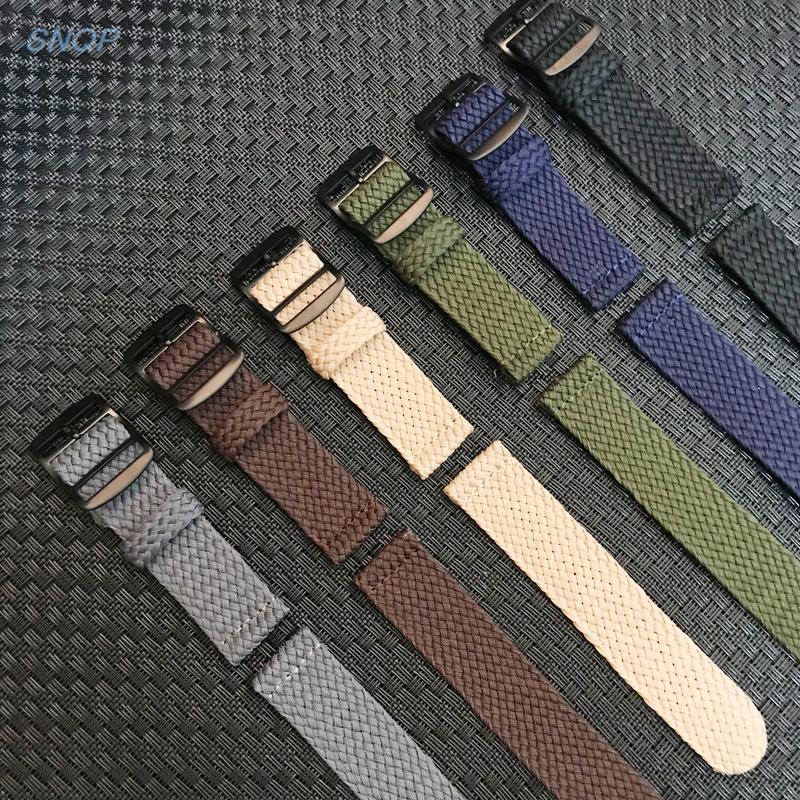20mm 22mm Black Navy solid col - Perlon Strap Woven avaliação e preço