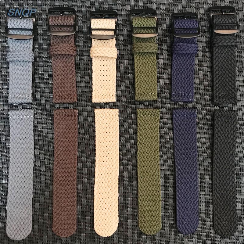 20mm 22mm Black Navy solid col - Perlon Strap Woven avaliação e preço