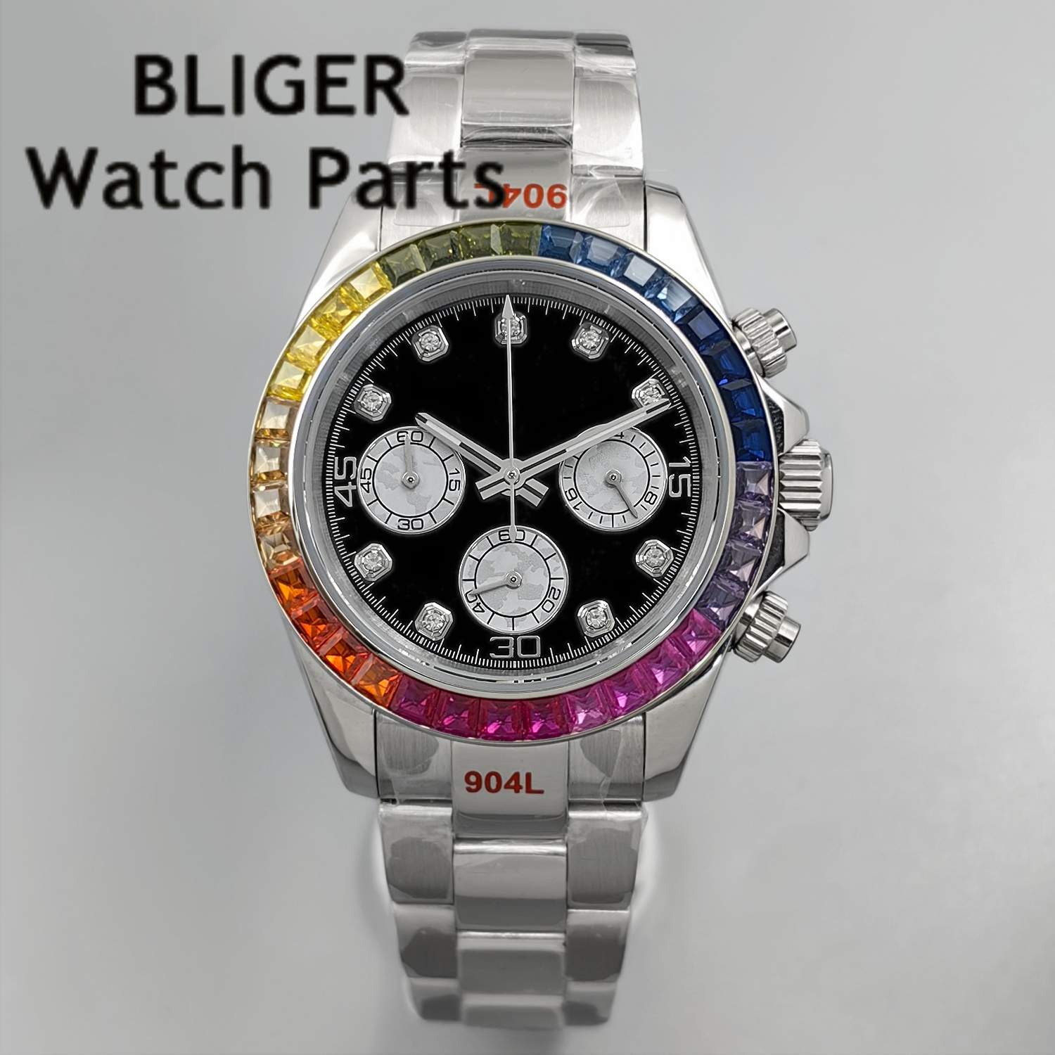 BLIGER Black Panda Dial Multic - Rubber Strap Diver avaliação e preço