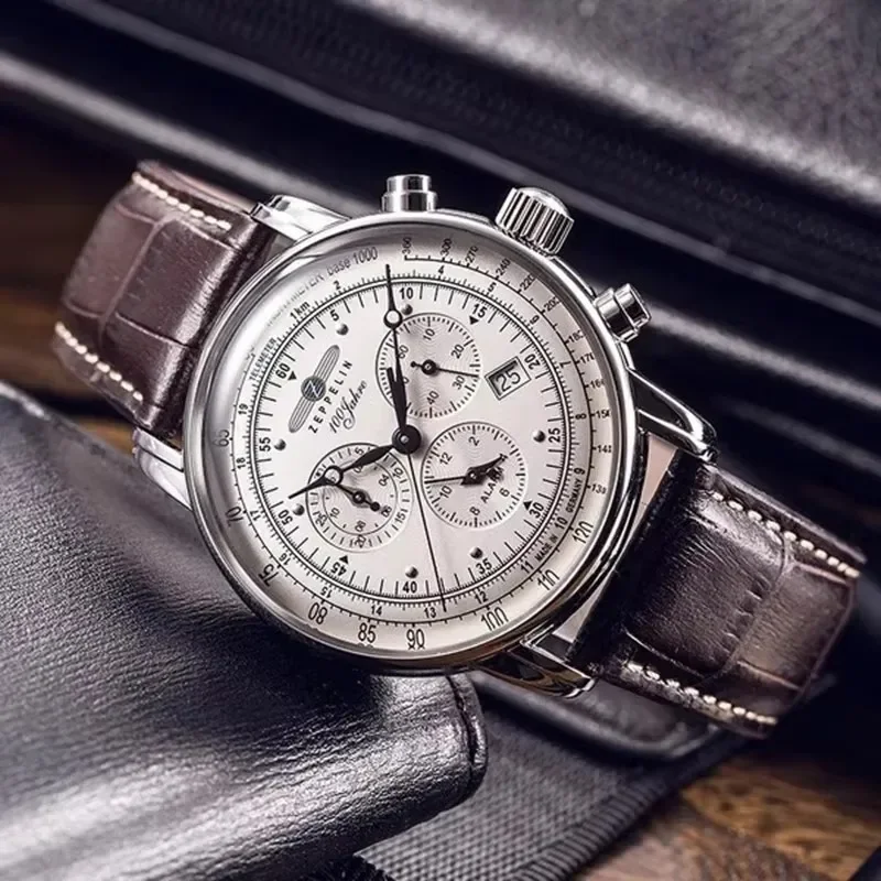 Zeppelin Airship Automatic Dat - Leather Watch Band Men avaliação e preço