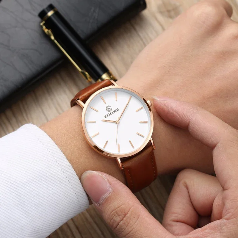 Fashion Ultra Thin Men's Quart - Leather Watch Band Men avaliação e preço