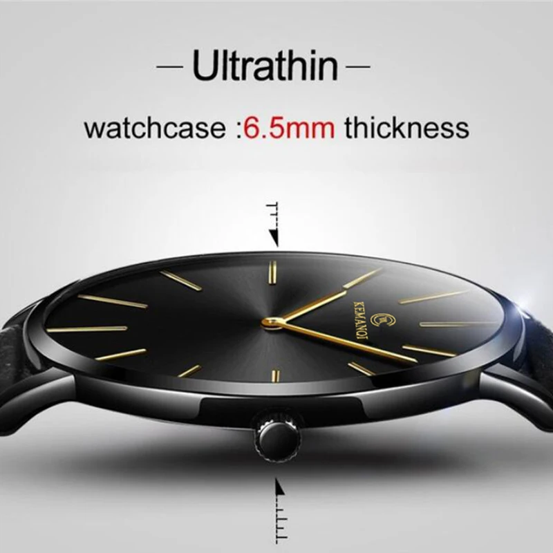 Fashion Ultra Thin Men's Quart - Leather Watch Band Men avaliação e preço