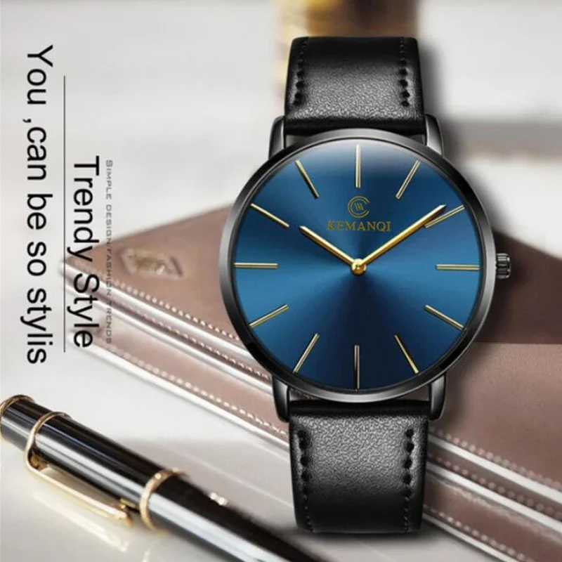 Fashion Ultra Thin Men's Quart - Leather Watch Band Men avaliação e preço