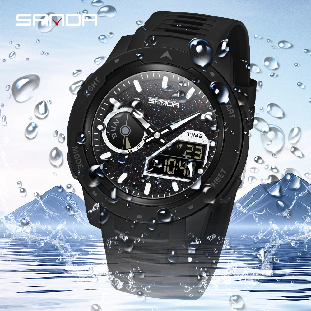 SANDA new men's fluorescent wa - Rubber Strap Diver avaliação e preço