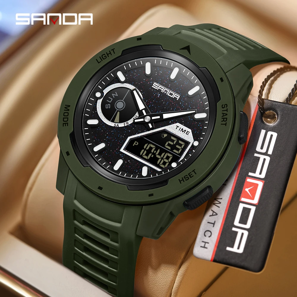 SANDA new men's fluorescent wa - Rubber Strap Diver avaliação e preço