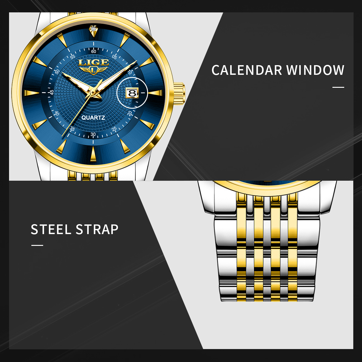 LIGE New 2025 Luxury Man Watch - Stainless Bracelet Diver avaliação e preço