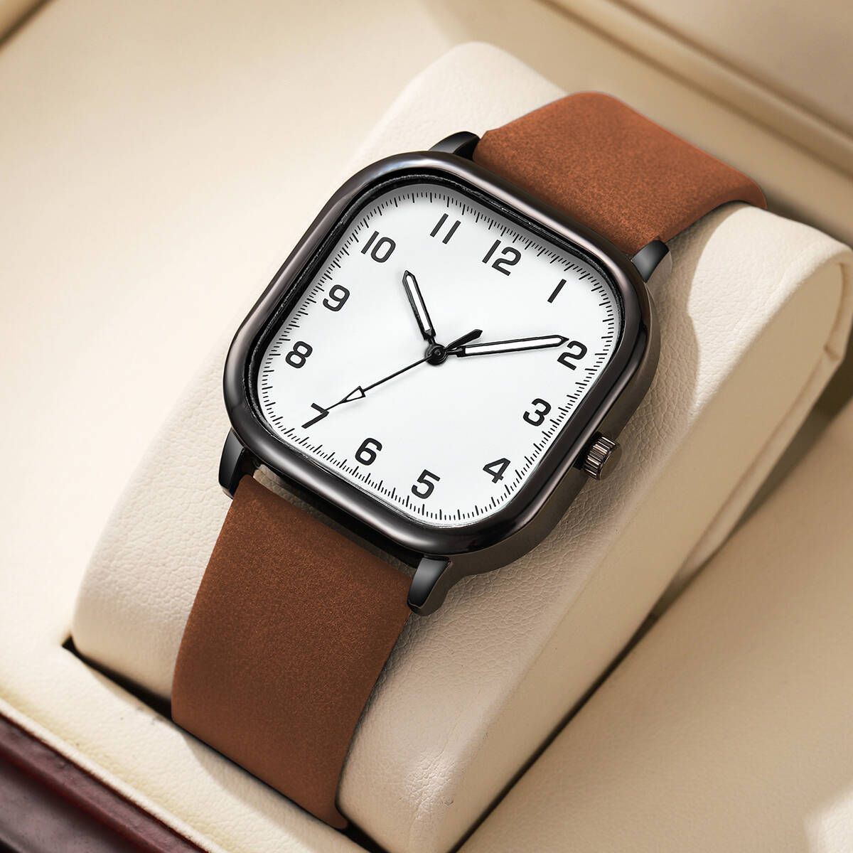 Fashion Square Men Watches Sim - Leather Watch Band Men avaliação e preço