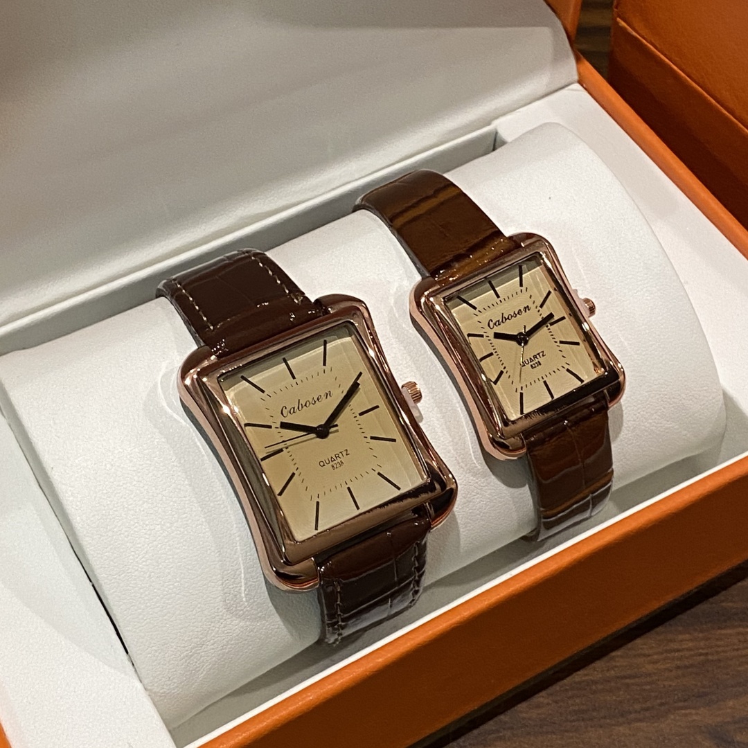 Couple Watch Quartz Movement B - Leather Watch Band Men avaliação e preço