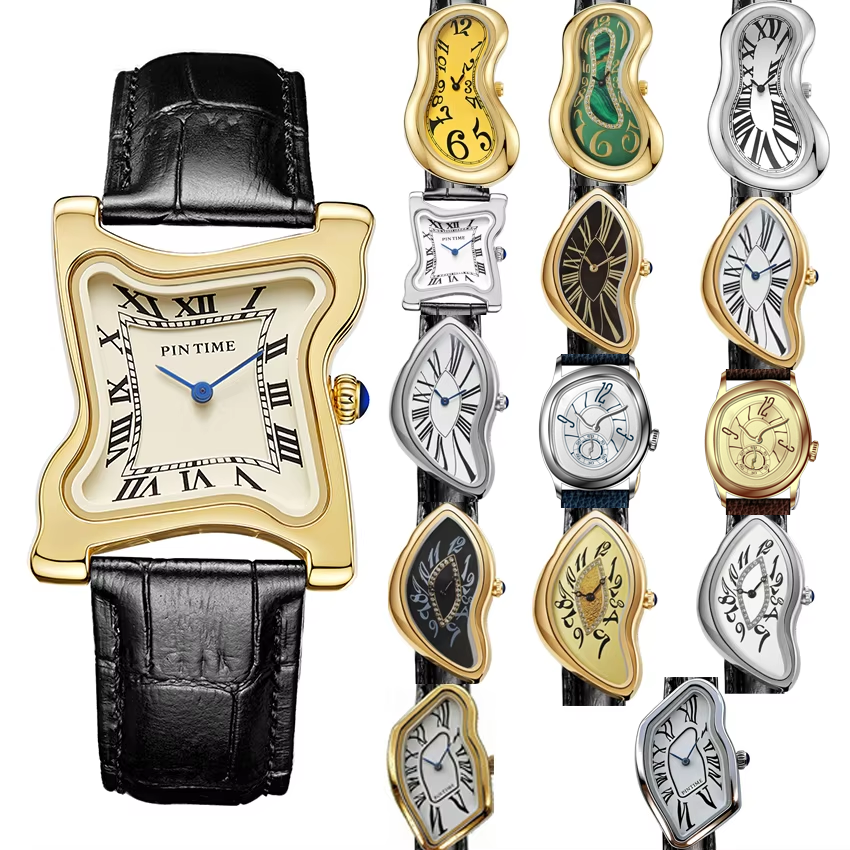 Surrealist Art Melting Clock W - Leather Watch Band Men avaliação e preço