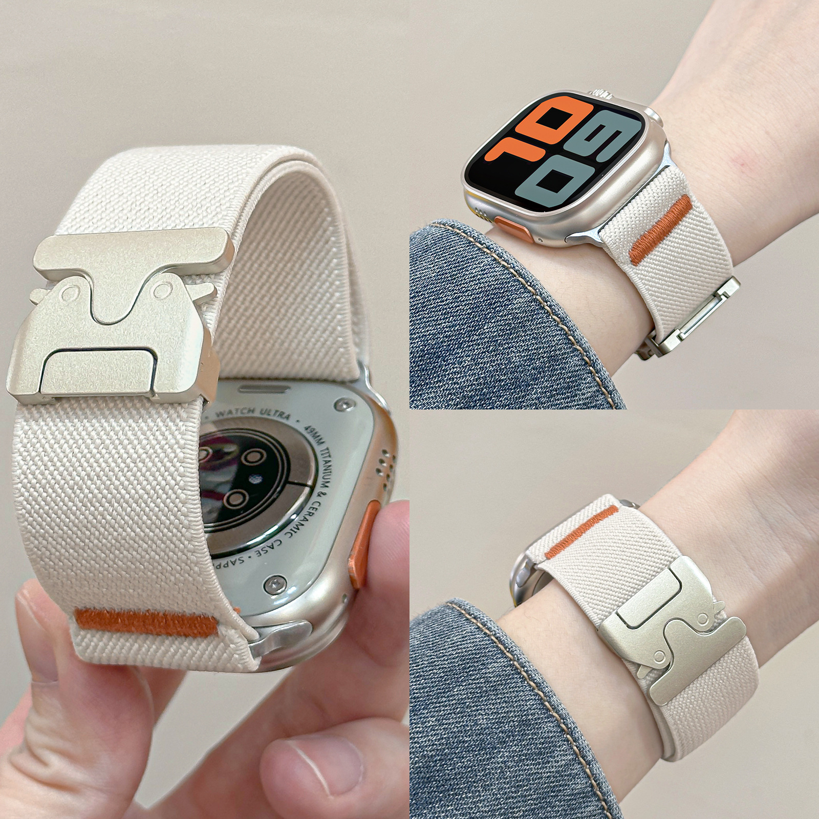 For Apple Watch Band Nylon Ela - Parachute Strap Elastic avaliação e preço