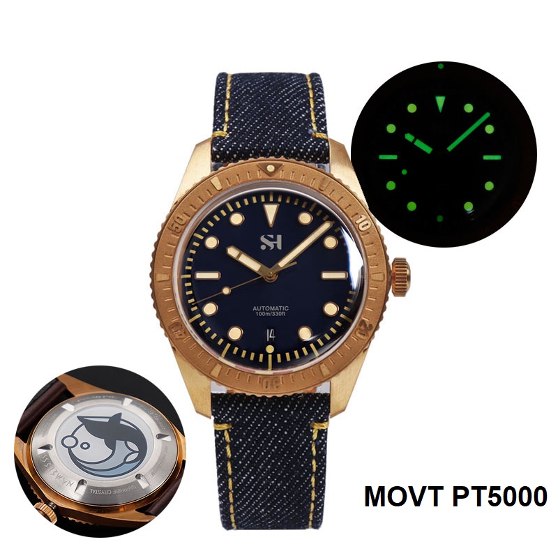 42mm Bronze Mens Watch Mechani - Canvas Strap Watch avaliação e preço