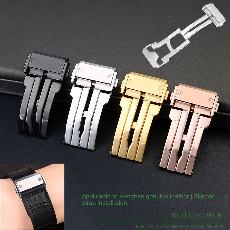 18 22mm Solid Stainless Steel  - Leather Watch Band Men avaliação e preço