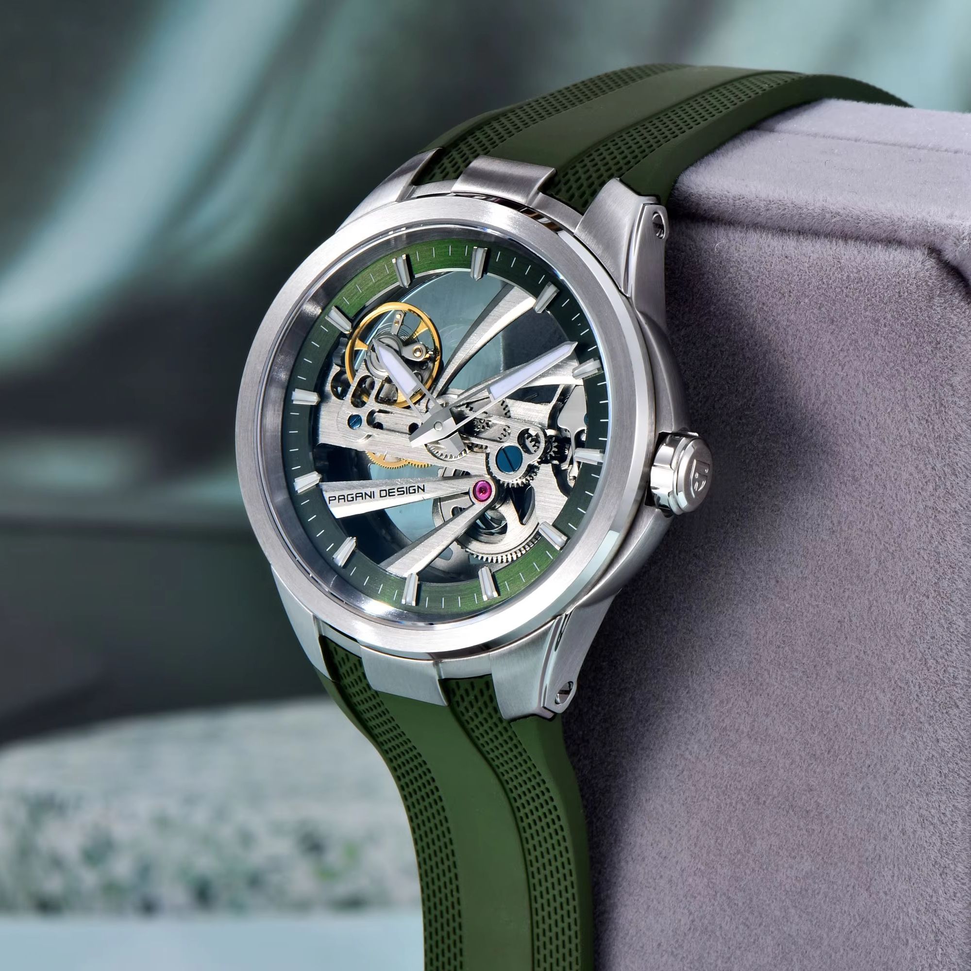Green Skeleton PAGANI DESIGN P - Rubber Strap Diver avaliação e preço