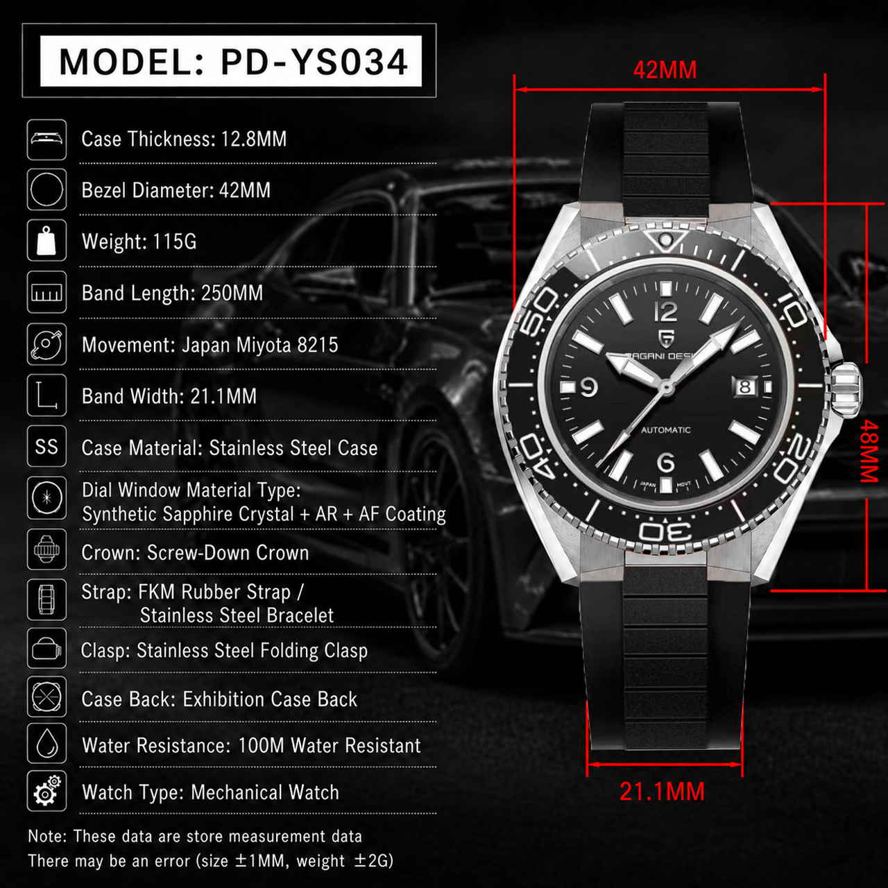 Pagani Design Luxury Men's Aut - Rubber Strap Diver avaliação e preço
