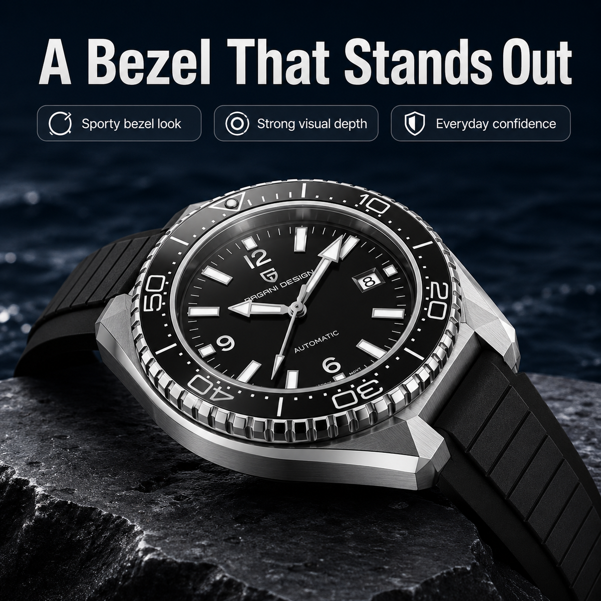 Pagani Design Luxury Men's Aut - Rubber Strap Diver avaliação e preço