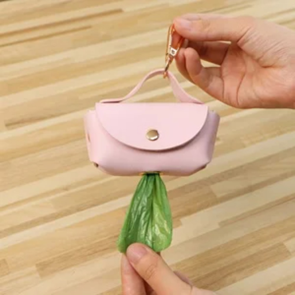Elegant Leather Dog Poop Bag C - Leather Strap Quick Release avaliação e preço