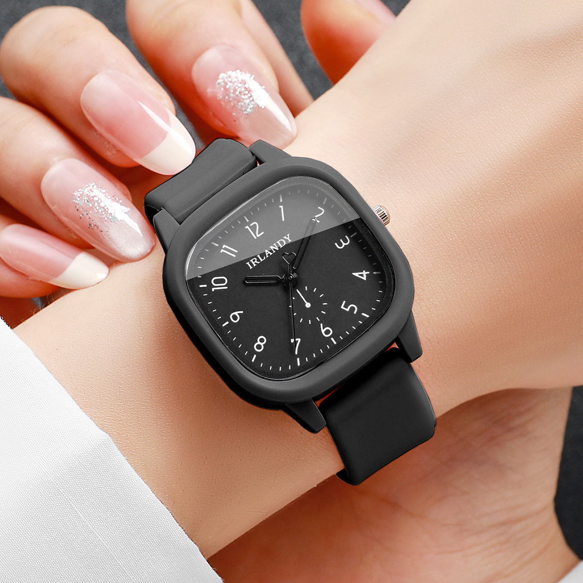 2PCS Fashion Square Arabic Dia - Silicone Band Women avaliação e preço