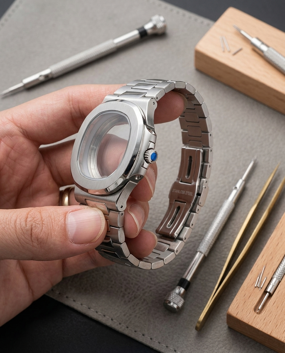 40mm Nautilus Watch Case Mod K - Butterfly Clasp Deployant avaliação e preço