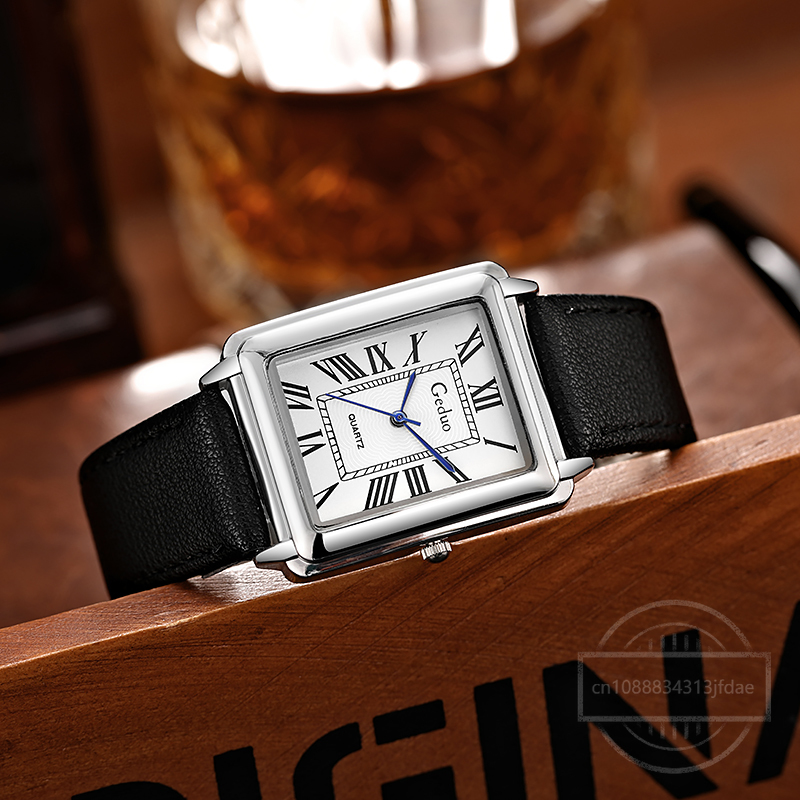 New Fashion Designer Rectangle - Leather Watch Band Men avaliação e preço