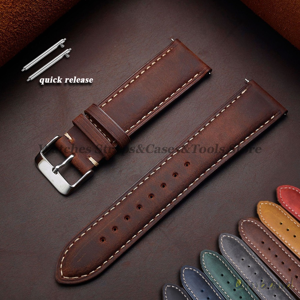 Vintage Cowhide Leather Watch  - Leather Strap Quick Release avaliação e preço