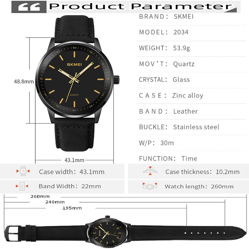 Skmei Original Brand Quartz Wa - Leather Watch Band Men avaliação e preço