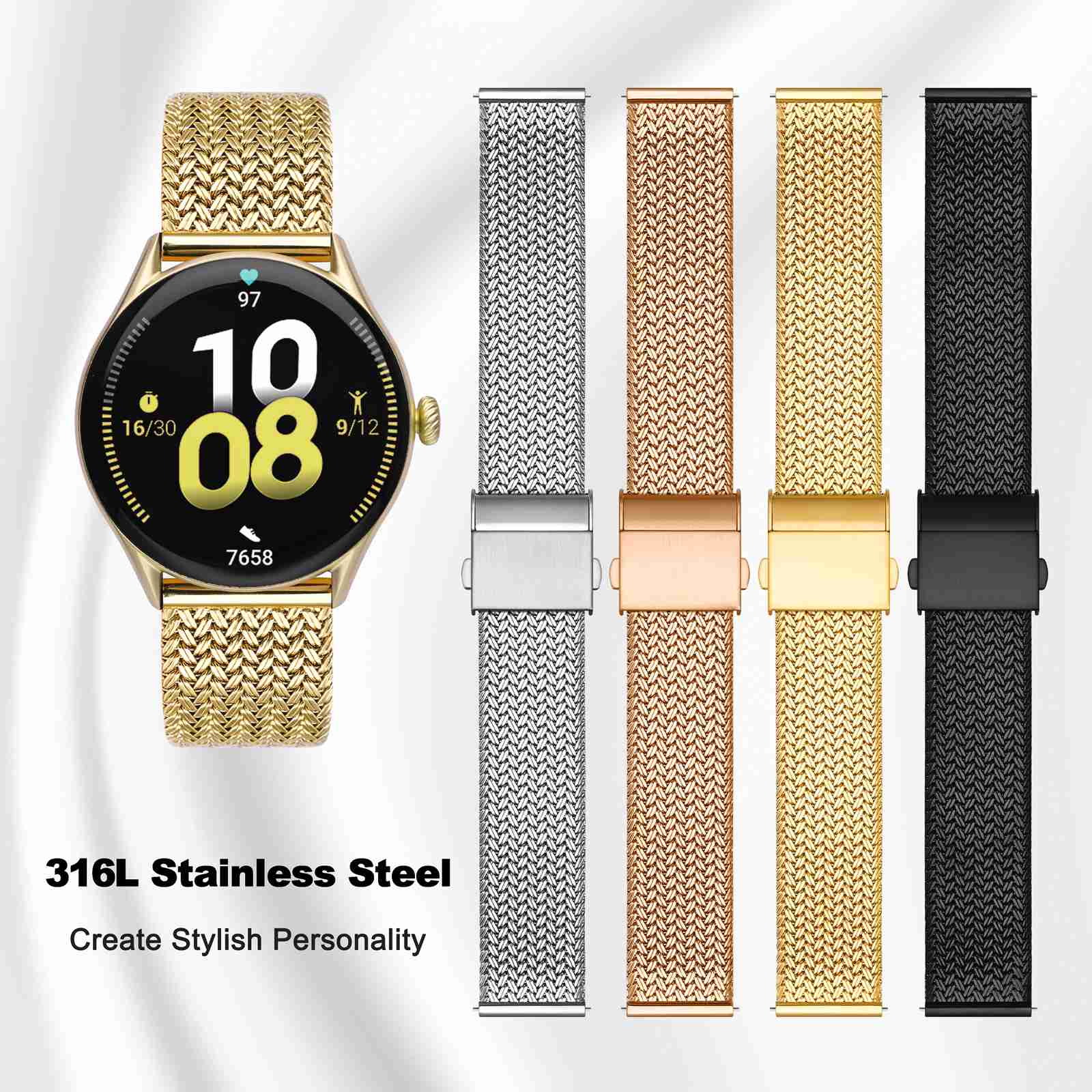 WOCCI Metal Watch Bands 316L S - Mesh Strap Metal avaliação e preço